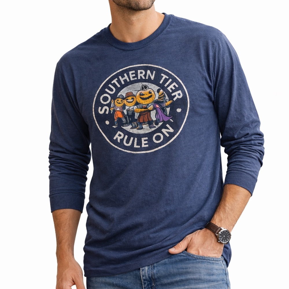 Southern Tier Brewing Pumking Beer Long Sleeve Graphic Tee Shirt XXL Blue Unisex